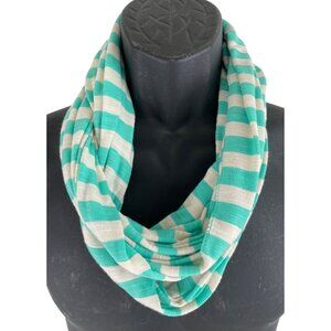 Charming Charlie Teal & Creme Striped Infinity Scarf